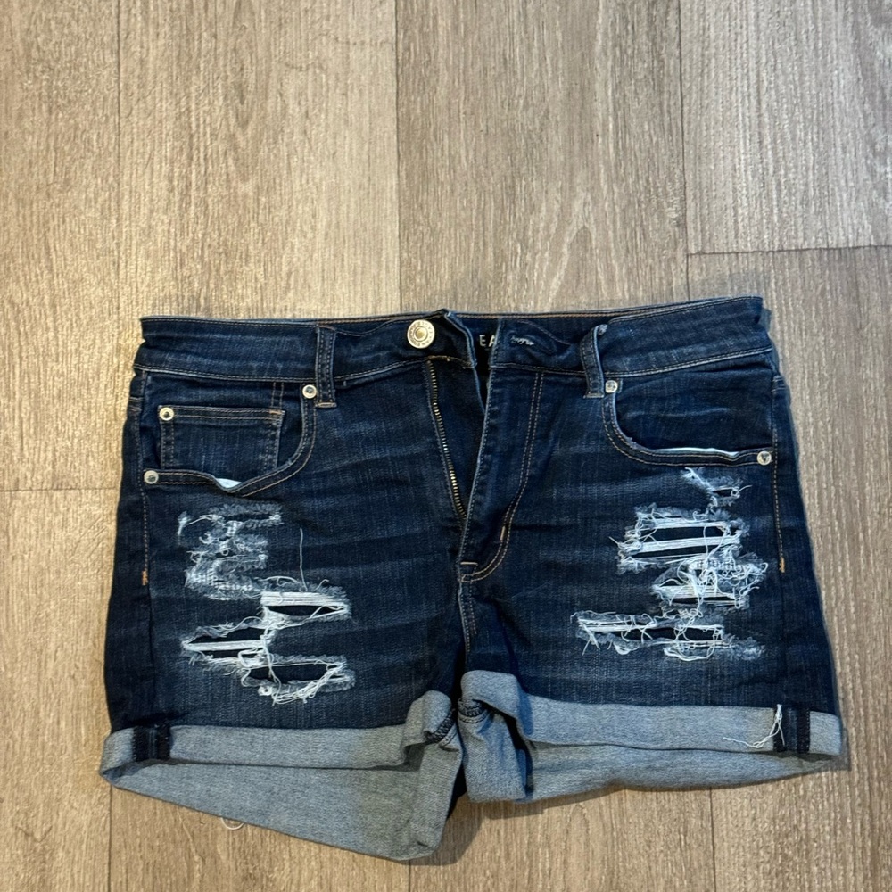 American Eagle Hi Rise Shortie Denim Distressed Women's Shorts Size 12